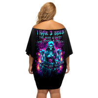 Witch Skull Off Shoulder Short Dress I Have 3 Sides And The Side You Never Want To See - Wonder Print Shop