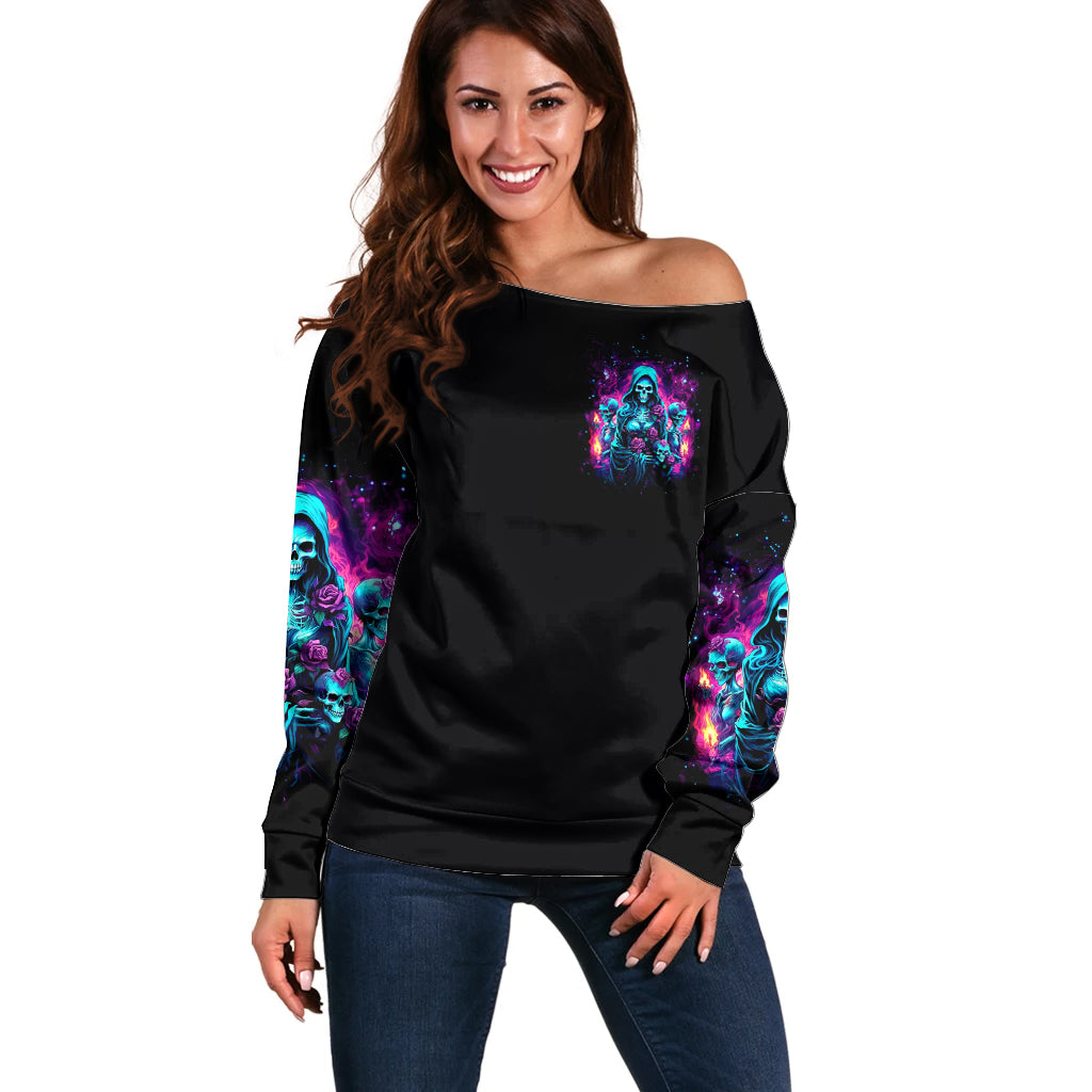 Witch Skull Off Shoulder Sweater I Have 3 Sides And The Side You Never Want To See - Wonder Print Shop