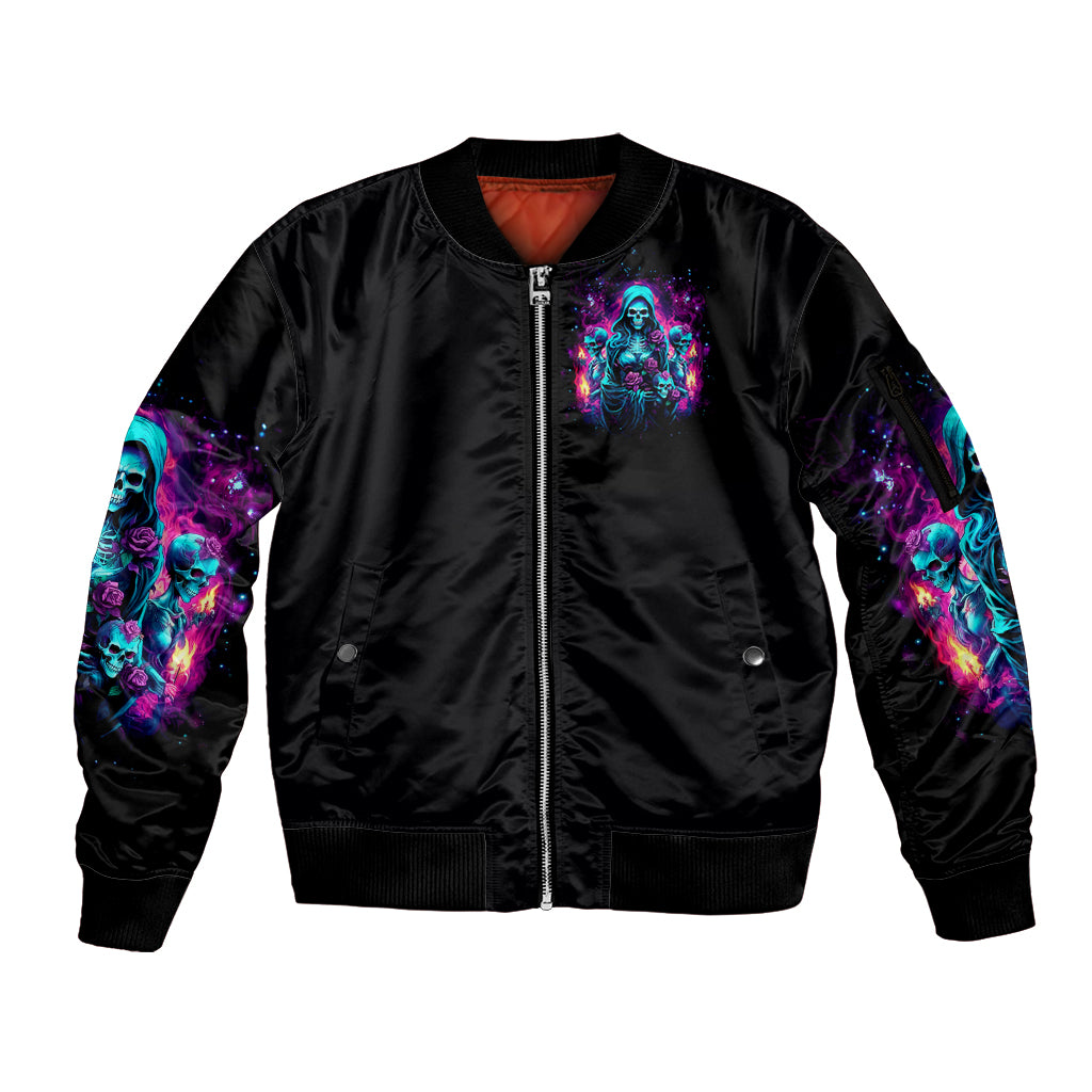Witch Skull Sleeve Zip Bomber Jacket I Have 3 Sides And The Side You Never Want To See - Wonder Print Shop