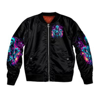 Witch Skull Sleeve Zip Bomber Jacket I Have 3 Sides And The Side You Never Want To See - Wonder Print Shop