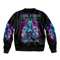 Witch Skull Sleeve Zip Bomber Jacket I Have 3 Sides And The Side You Never Want To See - Wonder Print Shop