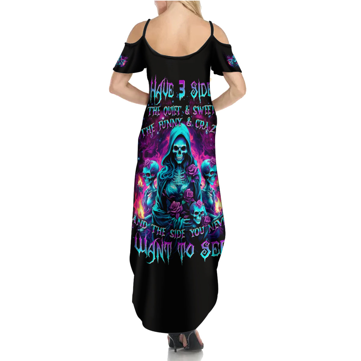Witch Skull Summer Maxi Dress I Have 3 Sides And The Side You Never Want To See - Wonder Print Shop