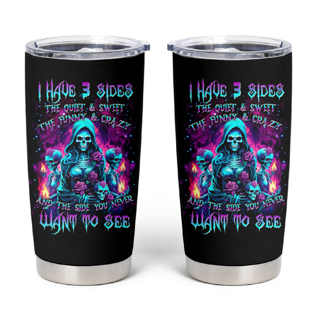 Witch Skull Tumbler Cup I Have 3 Sides And The Side You Never Want To See - Wonder Print Shop