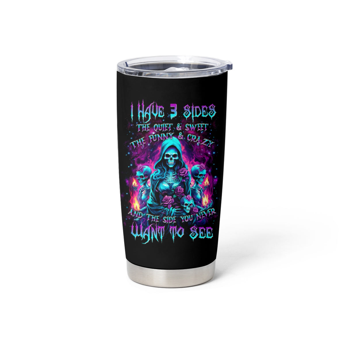 Witch Skull Tumbler Cup I Have 3 Sides And The Side You Never Want To See - Wonder Print Shop
