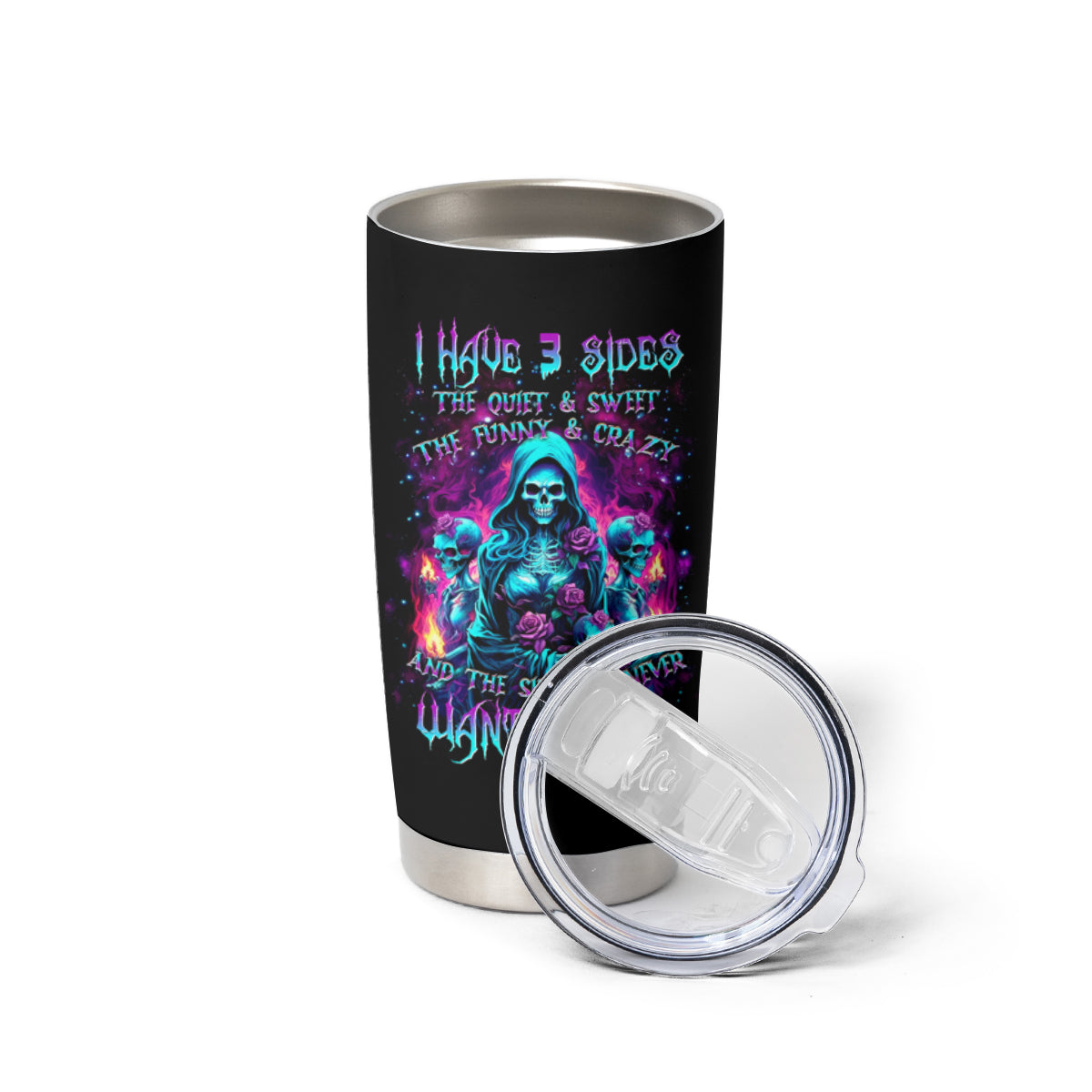 Witch Skull Tumbler Cup I Have 3 Sides And The Side You Never Want To See - Wonder Print Shop