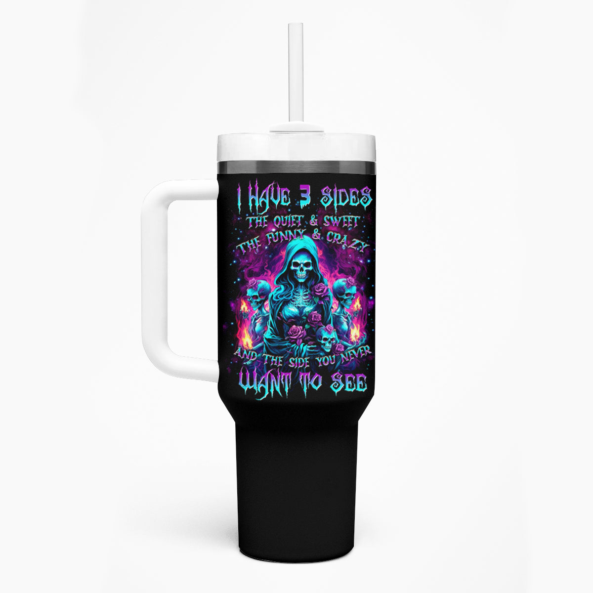 Witch Skull Tumbler With Handle I Have 3 Sides And The Side You Never Want To See - Wonder Print Shop