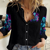 Witch Skull Women Casual Shirt I Have 3 Sides And The Side You Never Want To See - Wonder Print Shop