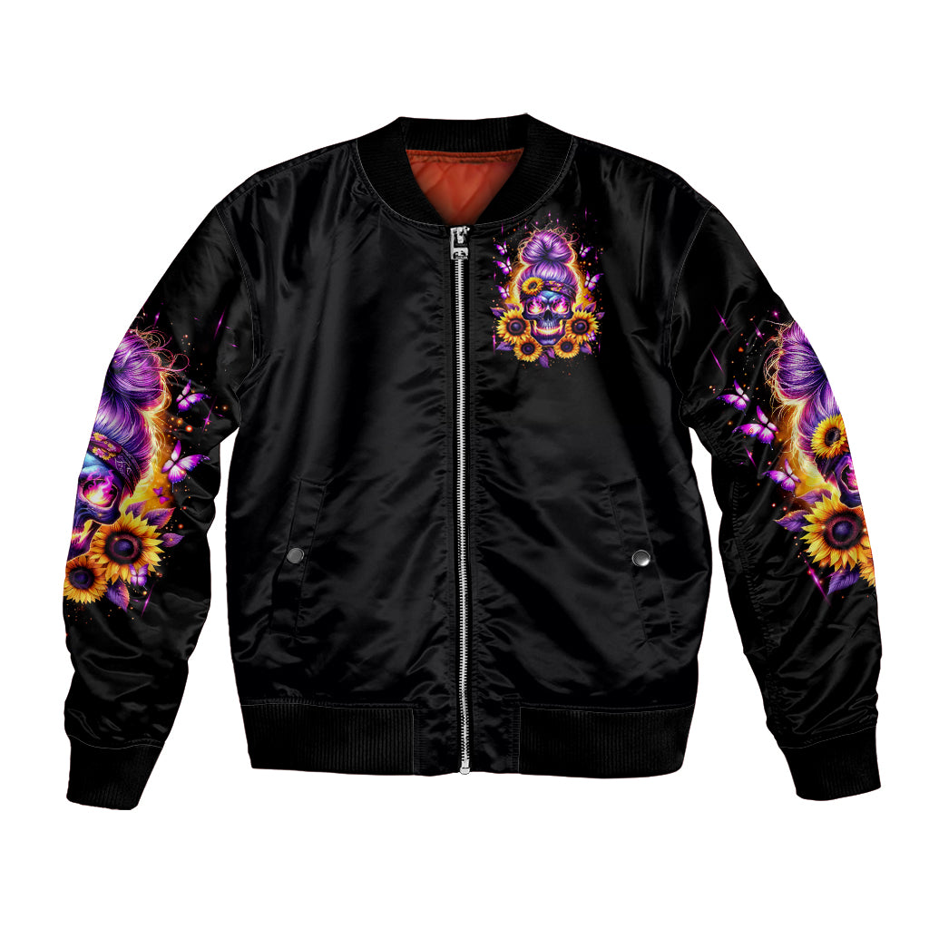 Sunflower Skull Bomber Jacket She Is Sunshine Mixed With A Little Hurricane - Wonder Print Shop