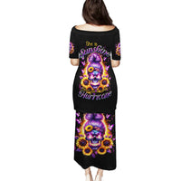 Sunflower Skull Family Matching Puletasi and Hawaiian Shirt She Is Sunshine Mixed With A Little Hurricane - Wonder Print Shop