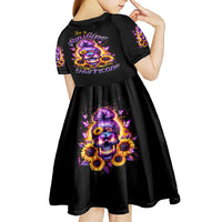 Sunflower Skull Kid Short Sleeve Dress She Is Sunshine Mixed With A Little Hurricane - Wonder Print Shop