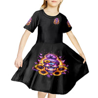 Sunflower Skull Kid Short Sleeve Dress She Is Sunshine Mixed With A Little Hurricane - Wonder Print Shop