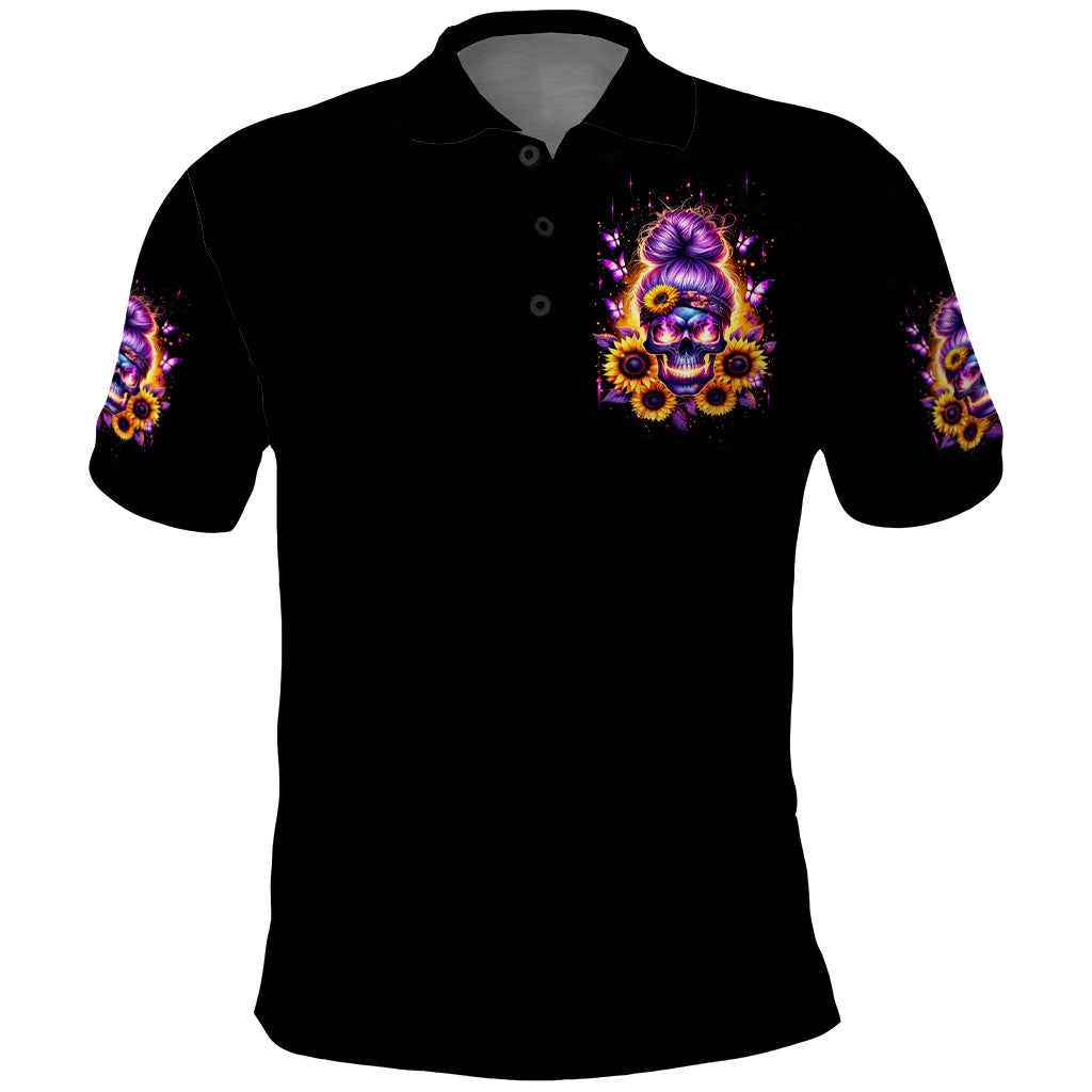 Sunflower Skull Polo Shirt She Is Sunshine Mixed With A Little Hurricane - Wonder Print Shop