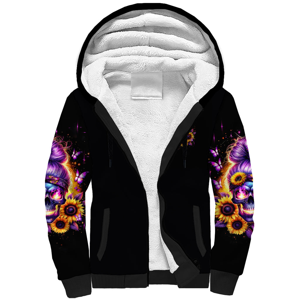 Sunflower Skull Sherpa Hoodie She Is Sunshine Mixed With A Little Hurricane - Wonder Print Shop