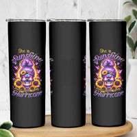 Sunflower Skull Skinny Tumbler She Is Sunshine Mixed With A Little Hurricane - Wonder Print Shop
