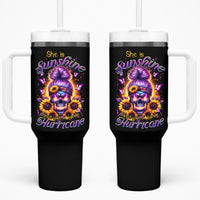 Sunflower Skull Tumbler With Handle She Is Sunshine Mixed With A Little Hurricane - Wonder Print Shop