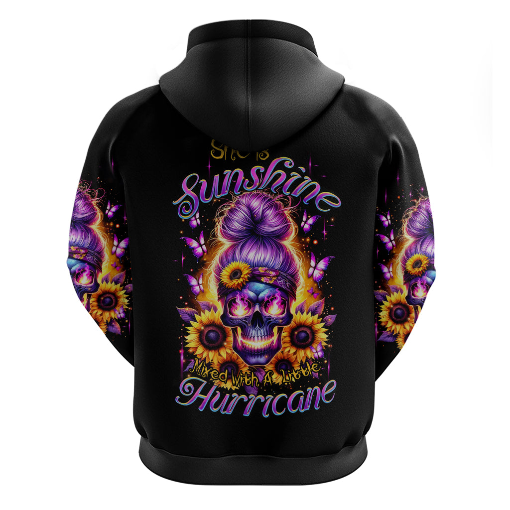 Sunflower Skull Zip Hoodie She Is Sunshine Mixed With A Little Hurricane - Wonder Print Shop