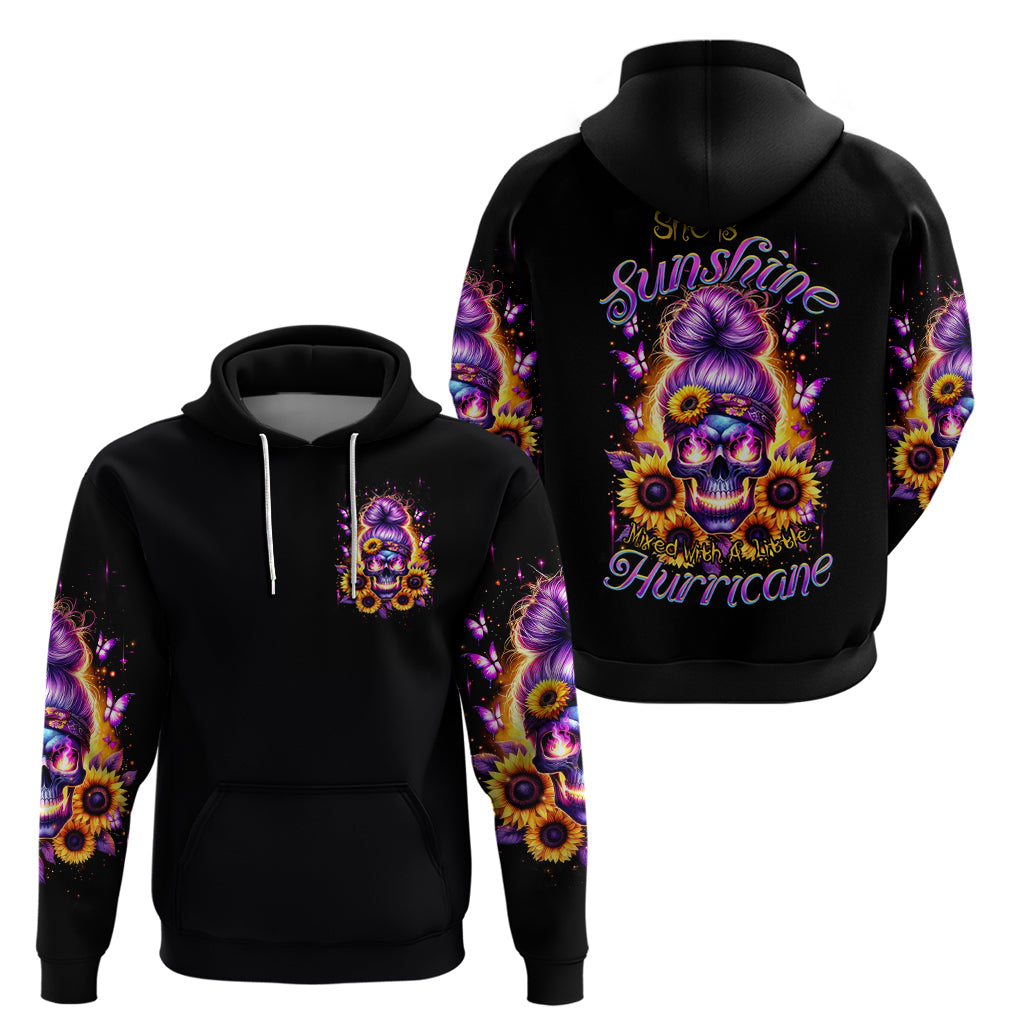 Sunflower Skull Zip Hoodie She Is Sunshine Mixed With A Little Hurricane - Wonder Print Shop