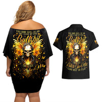 Fairy Skull Couples Matching Off Shoulder Short Dress and Hawaiian Shirt The Good Girl In Me Got Tired Of The Bullshit - Wonder Print Shop