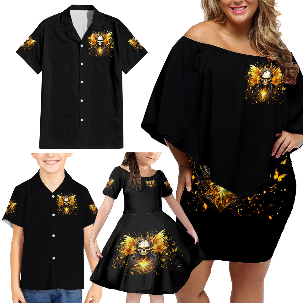 Fairy Skull Family Matching Off Shoulder Short Dress and Hawaiian Shirt The Good Girl In Me Got Tired Of The Bullshit - Wonder Print Shop
