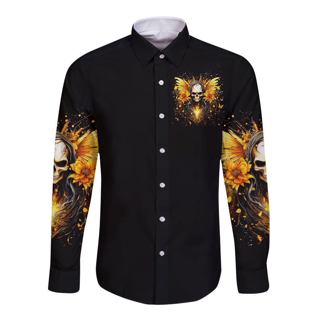 Fairy Skull Long Sleeve Button Shirt The Good Girl In Me Got Tired Of The Bullshit - Wonder Print Shop