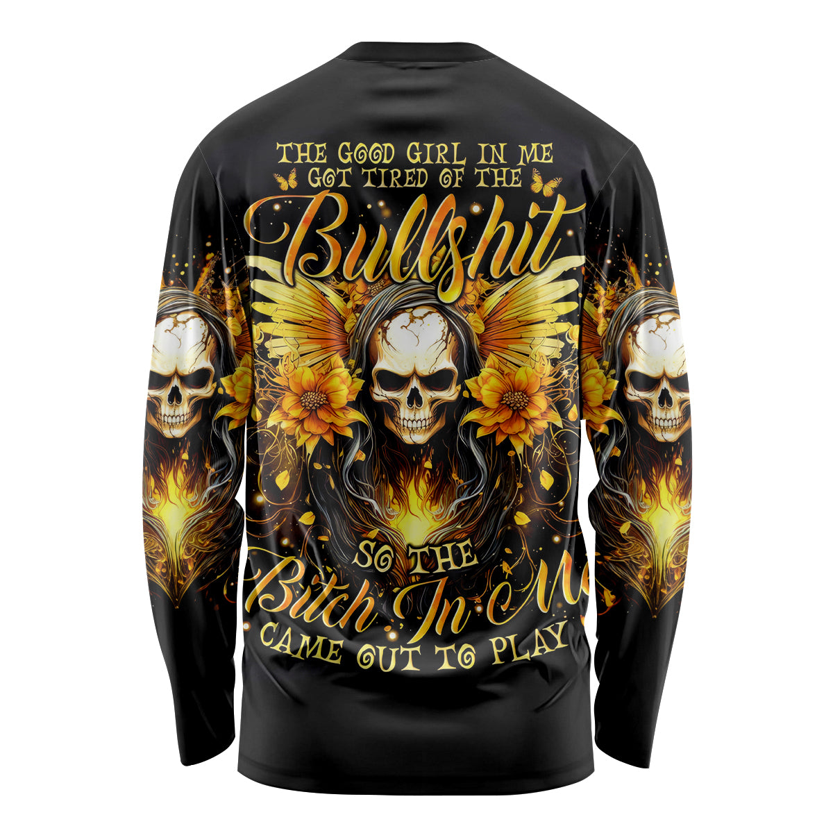 Fairy Skull Long Sleeve Shirt The Good Girl In Me Got Tired Of The Bullshit - Wonder Print Shop