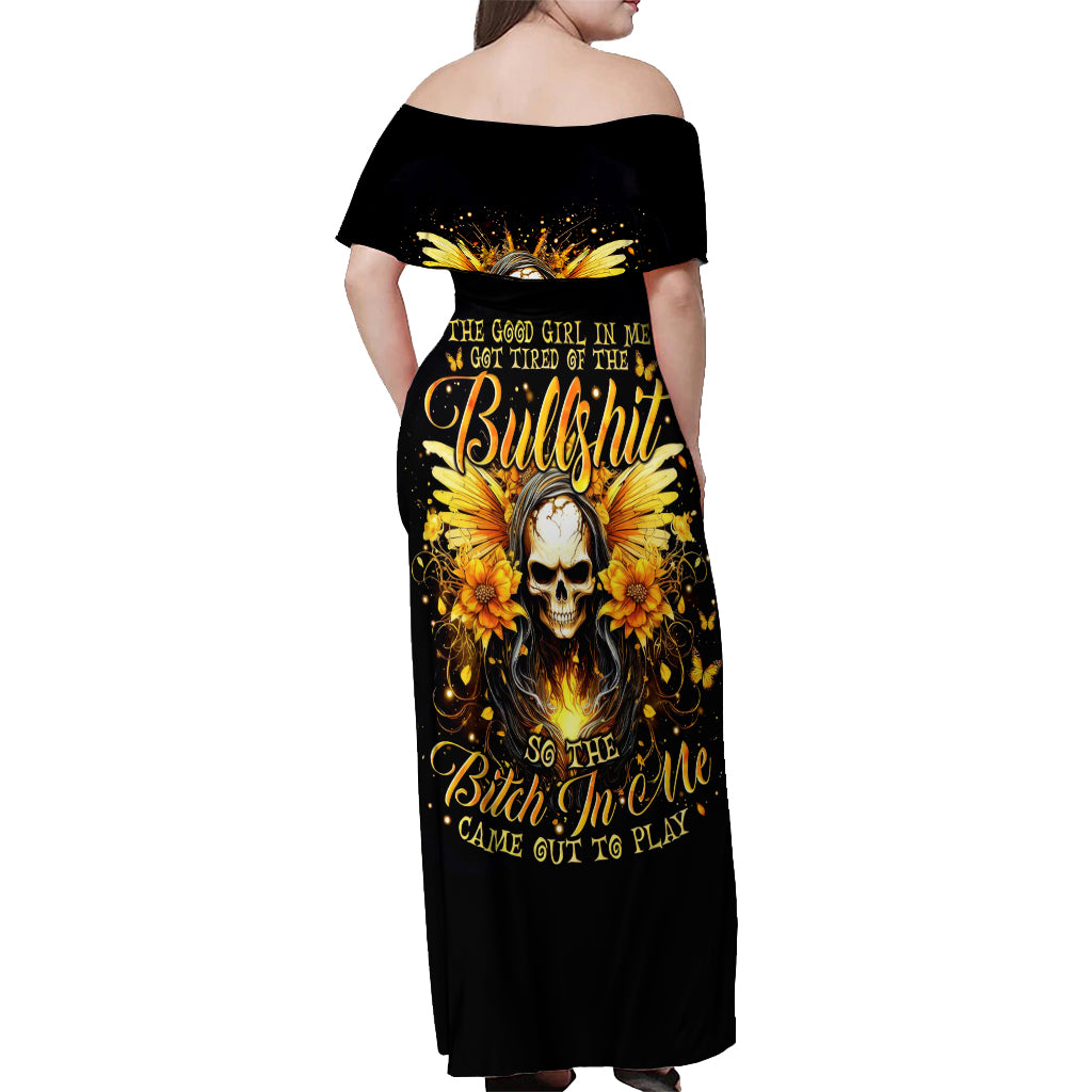Fairy Skull Off Shoulder Maxi Dress The Good Girl In Me Got Tired Of The Bullshit - Wonder Print Shop