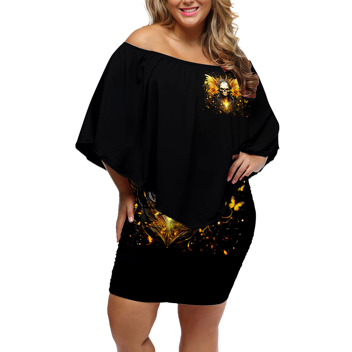 Fairy Skull Off Shoulder Short Dress The Good Girl In Me Got Tired Of The Bullshit - Wonder Print Shop