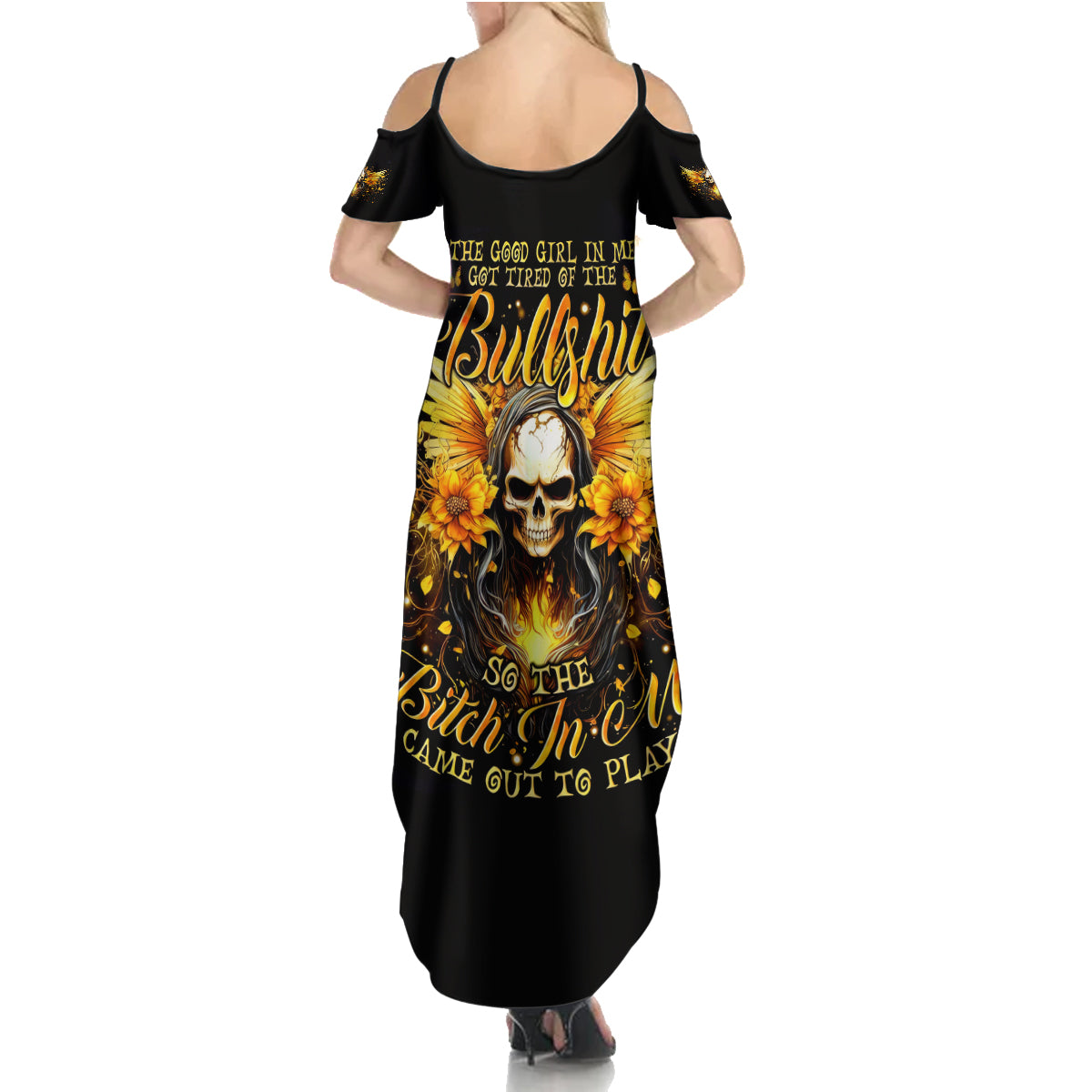 Fairy Skull Summer Maxi Dress The Good Girl In Me Got Tired Of The Bullshit - Wonder Print Shop
