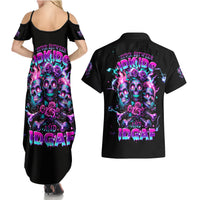 Flower Skull Couples Matching Summer Maxi Dress and Hawaiian Shirt Stuck Between IDK IDC - Wonder Print Shop