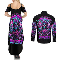 Flower Skull Couples Matching Summer Maxi Dress and Long Sleeve Button Shirt Stuck Between IDK IDC - Wonder Print Shop