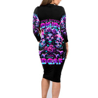 Flower Skull Family Matching Long Sleeve Bodycon Dress and Hawaiian Shirt Stuck Between IDK IDC - Wonder Print Shop