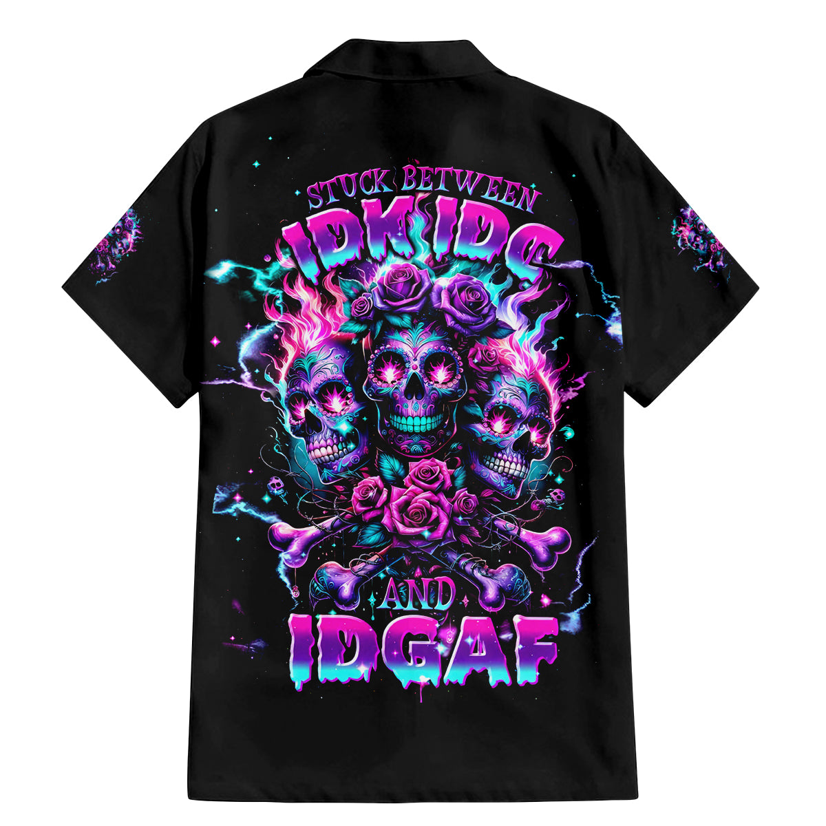 Flower Skull Family Matching Mermaid Dress and Hawaiian Shirt Stuck Between IDK IDC - Wonder Print Shop