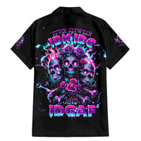 Flower Skull Family Matching Mermaid Dress and Hawaiian Shirt Stuck Between IDK IDC - Wonder Print Shop