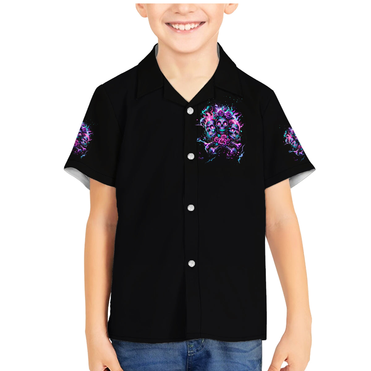 Flower Skull Family Matching Mermaid Dress and Hawaiian Shirt Stuck Between IDK IDC - Wonder Print Shop