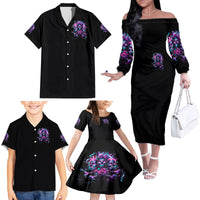 Flower Skull Family Matching Off Shoulder Long Sleeve Dress and Hawaiian Shirt Stuck Between IDK IDC - Wonder Print Shop