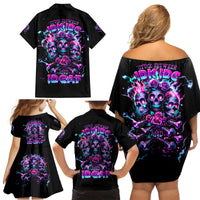 Flower Skull Family Matching Off Shoulder Short Dress and Hawaiian Shirt Stuck Between IDK IDC - Wonder Print Shop