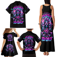 Flower Skull Family Matching Tank Maxi Dress and Hawaiian Shirt Stuck Between IDK IDC - Wonder Print Shop