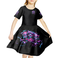 Flower Skull Kid Short Sleeve Dress Stuck Between IDK IDC - Wonder Print Shop