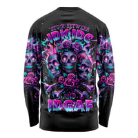 Flower Skull Long Sleeve Shirt Stuck Between IDK IDC - Wonder Print Shop