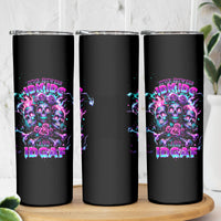 Flower Skull Skinny Tumbler Stuck Between IDK IDC - Wonder Print Shop