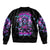 Flower Skull Sleeve Zip Bomber Jacket Stuck Between IDK IDC - Wonder Print Shop