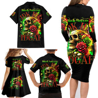 Rose Skull Family Matching Long Sleeve Bodycon Dress and Hawaiian Shirt Stuck Between IDK IDC - Wonder Print Shop