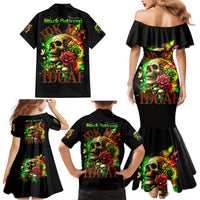Rose Skull Family Matching Mermaid Dress and Hawaiian Shirt Stuck Between IDK IDC - Wonder Print Shop
