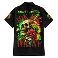 Rose Skull Family Matching Off Shoulder Maxi Dress and Hawaiian Shirt Stuck Between IDK IDC - Wonder Print Shop