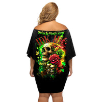 Rose Skull Family Matching Off Shoulder Short Dress and Hawaiian Shirt Stuck Between IDK IDC - Wonder Print Shop