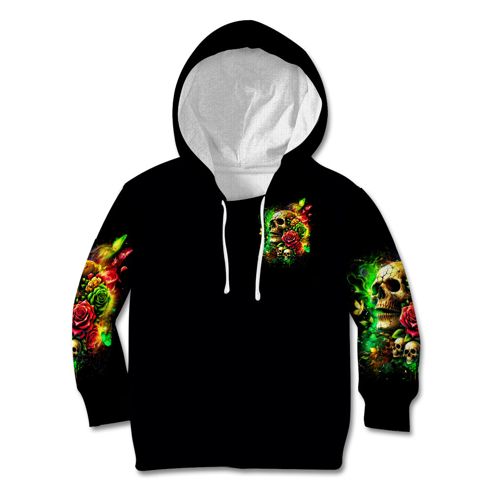 Rose Skull Kid Hoodie Stuck Between IDK IDC - Wonder Print Shop