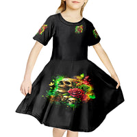 Rose Skull Kid Short Sleeve Dress Stuck Between IDK IDC - Wonder Print Shop