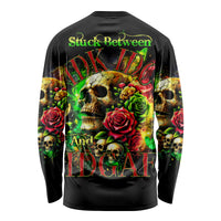 Rose Skull Long Sleeve Shirt Stuck Between IDK IDC - Wonder Print Shop