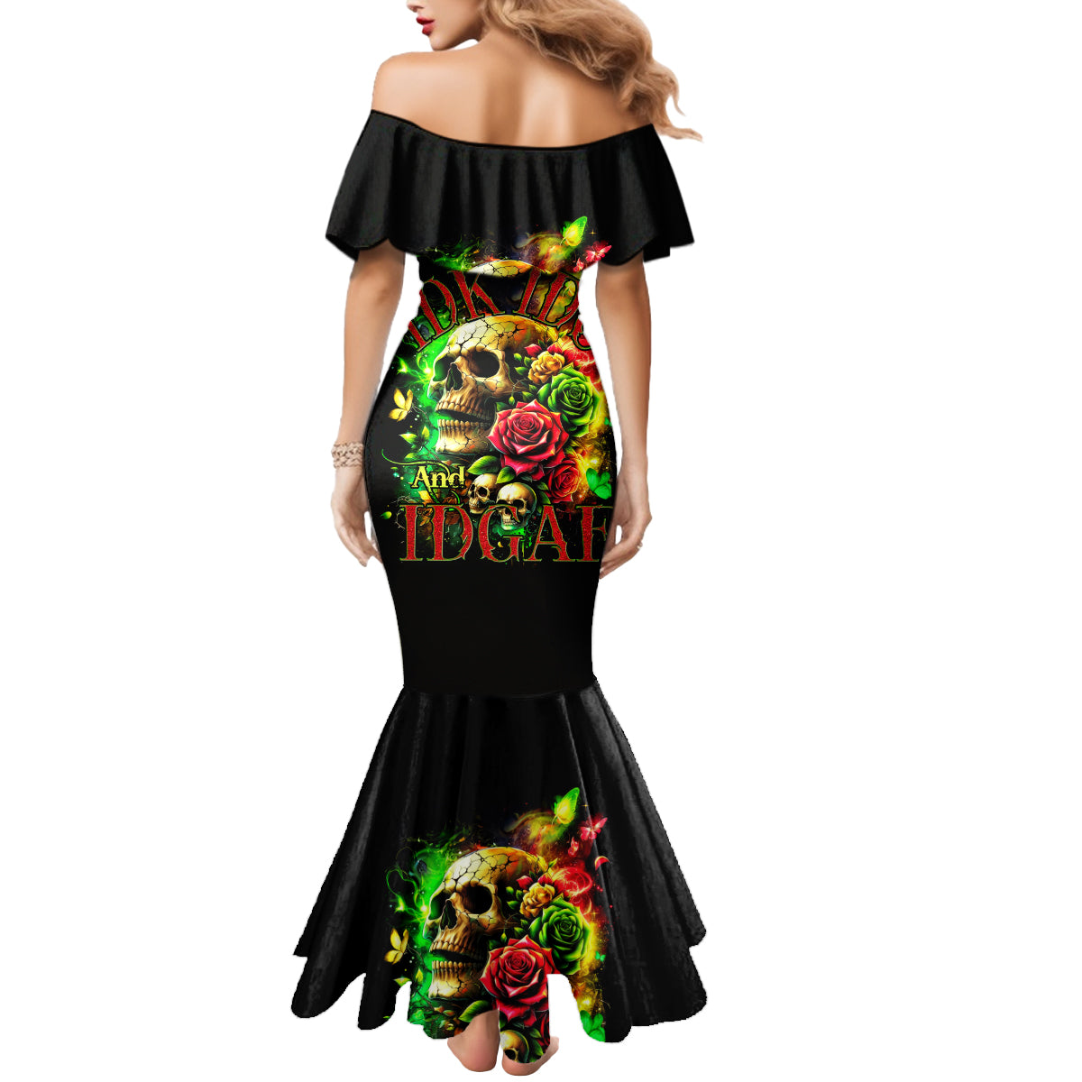Rose Skull Mermaid Dress Stuck Between IDK IDC - Wonder Print Shop