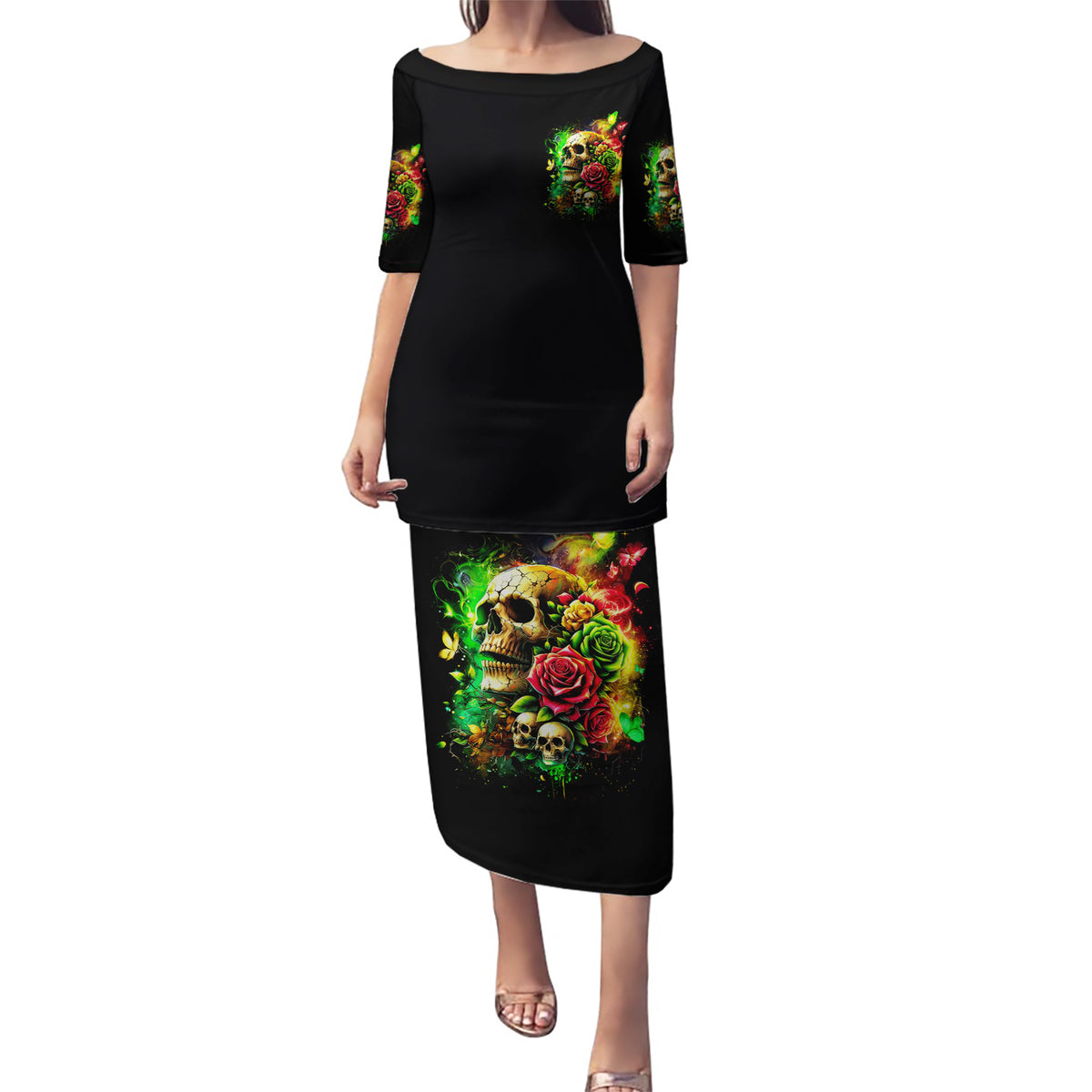 Rose Skull Puletasi Stuck Between IDK IDC - Wonder Print Shop